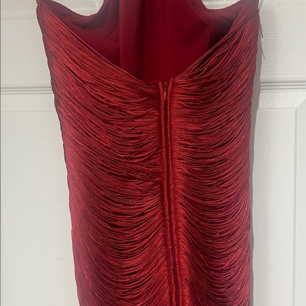 Zara Backless Fringe Red Dress - Picture 9 of 10